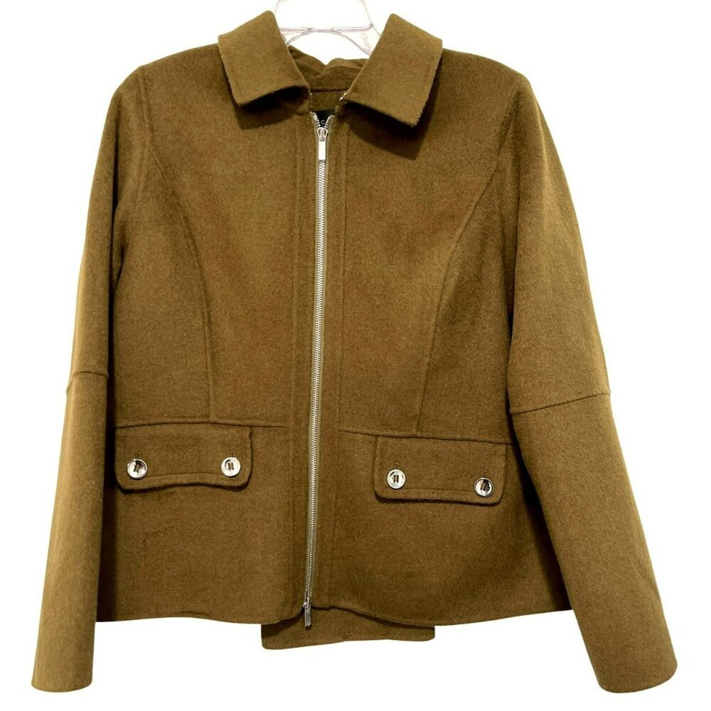 Carlisle Green Pleated Back Blazer Zip Jacket NWT Size 12 22, 24